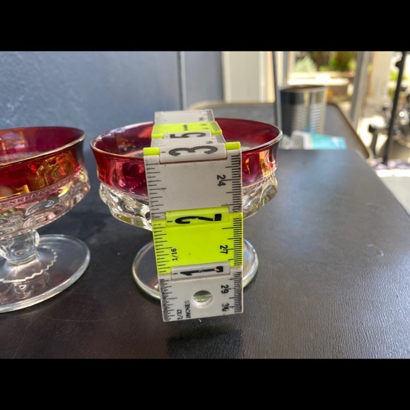 Art Glass King’s Crown Ruby Flash Dessert Dishes - Picture 10 of 12